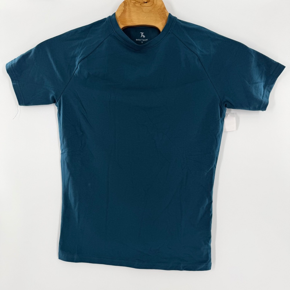Tailored Athlete Mens Basic T-Shirt Teal Blue Short Sleeve Crew Neck Size S